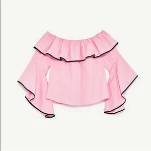 N.Y.L.A. Pink Off-Shoulder Top with Black Trim